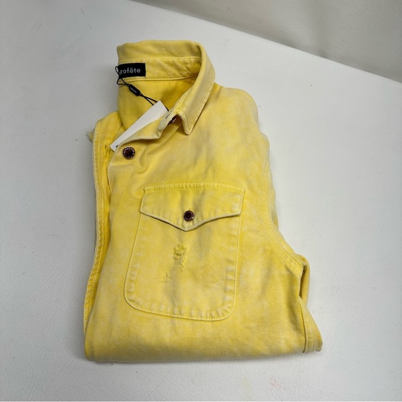 RETROFETE Yellow washed Denim Button-Up Shirt SIZE M NWT - Picture 9 of 10